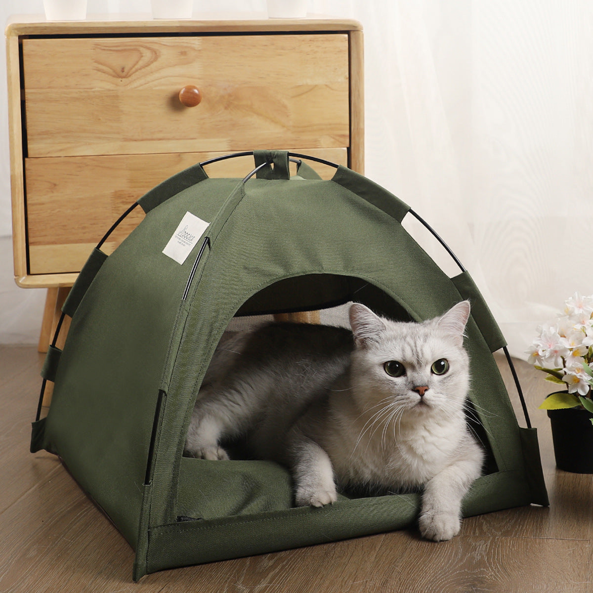 Portable Pet Tent Bed With Cushion